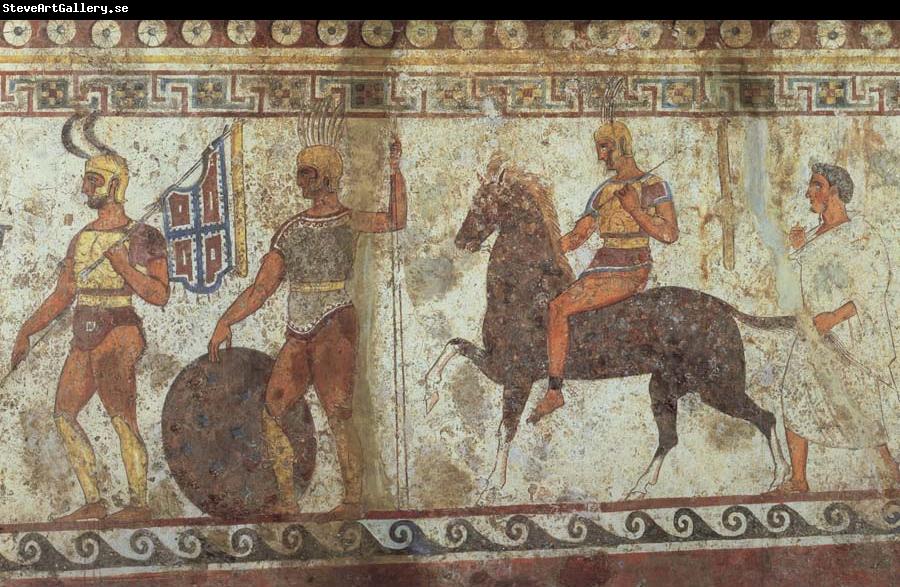 unknow artist Greek Fubsoldaten and cavalry fresco